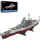 JMBricklayer Battleship Building Block Set 60006, Military Warship Toys Bismarck Class Battle Ship Boat Kit, Collectible Disp