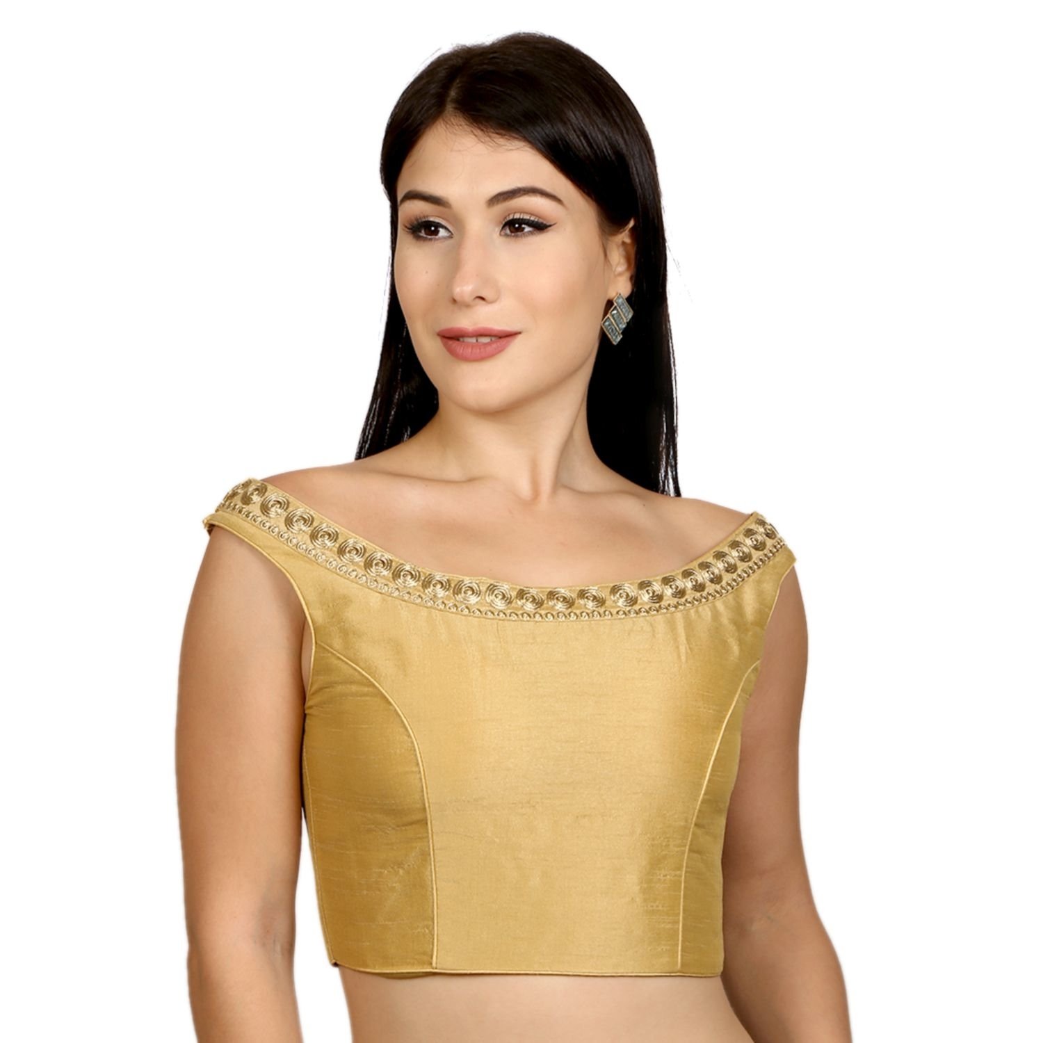 rinkoo women's dupion silk princess cut readymade saree blouse