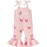 XRTBMN One Silly Goose Birthday Outfit Girl Flared Jumpsuit Infant Baby Waffle Sleeveless Tie Up Strawberry Romper Overalls