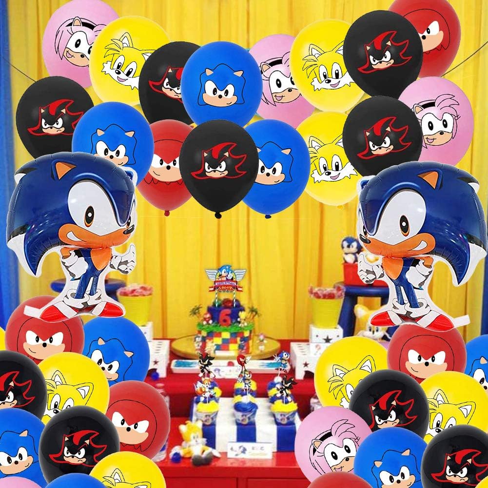 Baibei Sonic Decoration De Fete Danniversaire Sonic Ballon Sonic Joyeux Anniversaire Banniere Gateau Gateau Musique Gateau Sac Cadeau De Fete A Theme Sonic 48 Pieces Decorations Et Accessoires De Fetes Decorations Et
