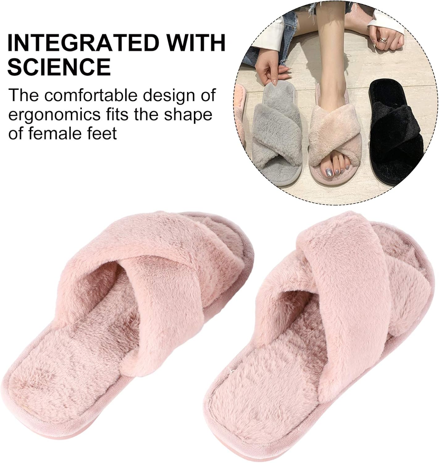 SOIMISS Winter Plush Slippers Warm Lovely Indoor Furry Slippers for Women Comfortable Open Toe House Shoes Soft Material for Home Relaxation - Image 5