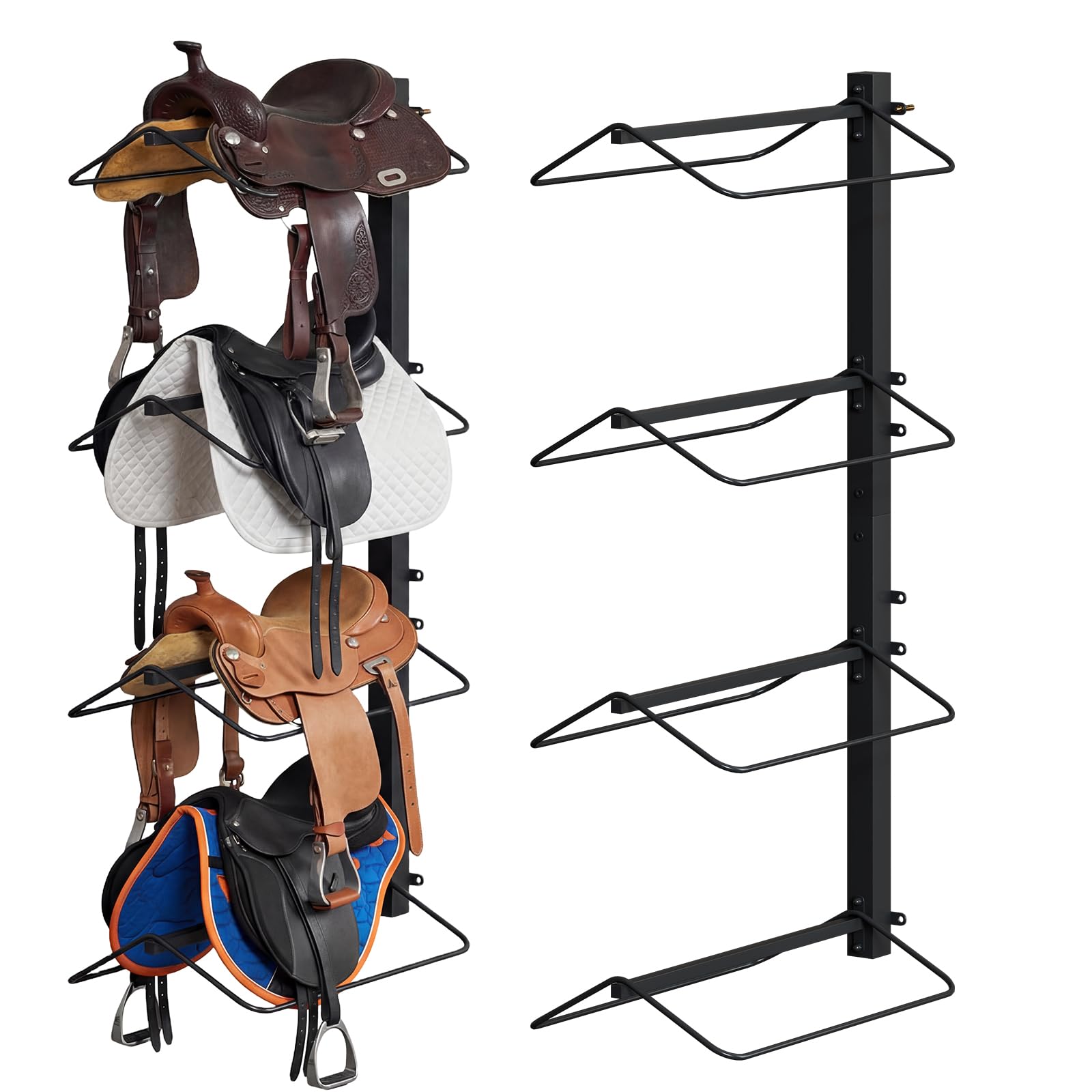 Photo 1 of *****SIMILAR ITEM***
BBTEQEKN 2 Pack 4 Tier Saddle Rack Wall Mount, Heavy Duty Horse Saddle Storage Rack, Equestrian Western and English Tack Storage, for Tack Room Organization, 52 x 25 x 11 Inch
