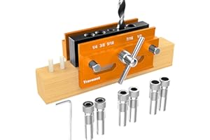TRAVEANT Self Centering Dowel Jig Kit,Jig Drill Guide Bushings Set,Wood Working Tools Drill and Accessories,Dowel Jigs Woodworking Tools Tools for Men (Orange)