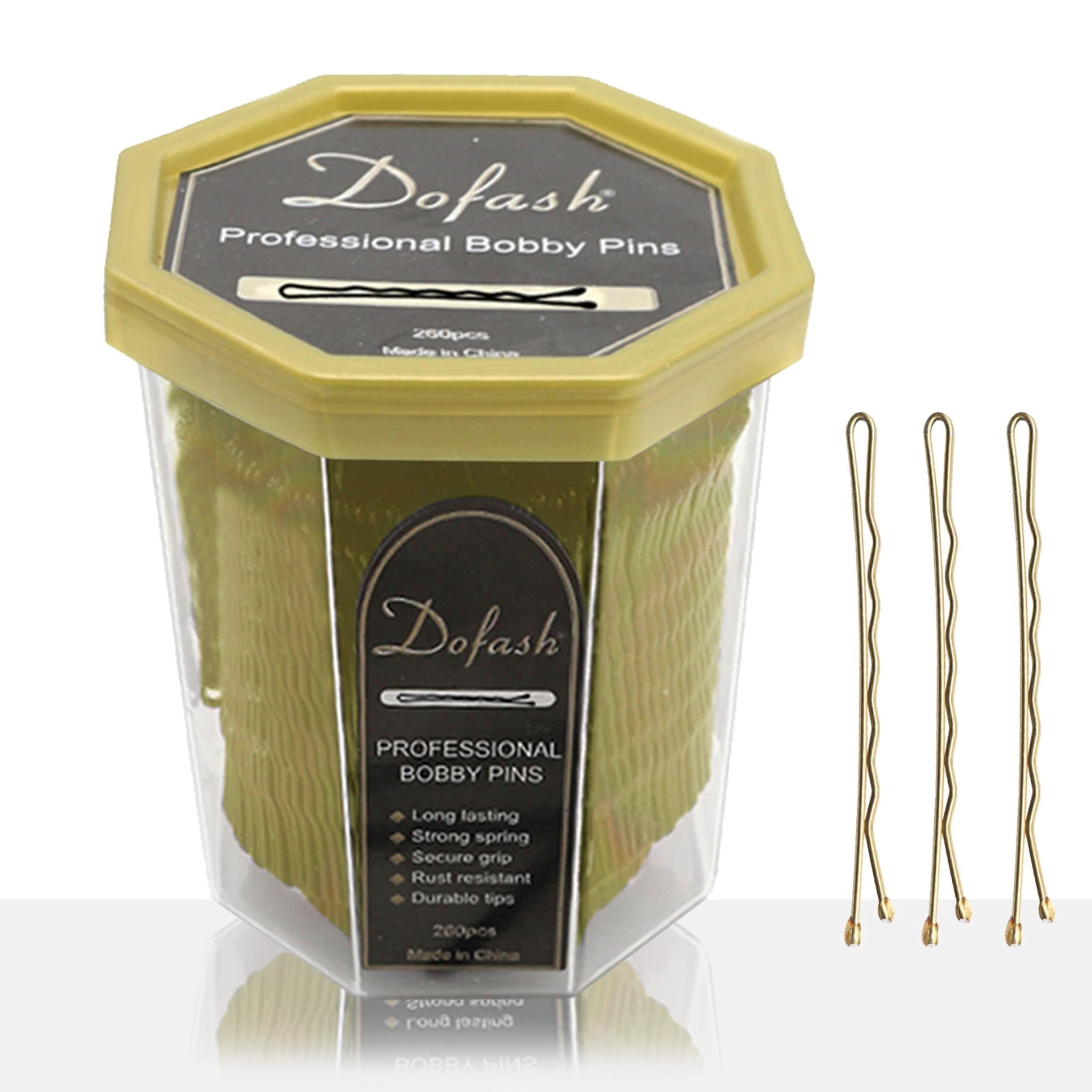 Dofash 260Pcs 5CM/2IN Professional Bobby Pins Bulk Hair Slides Hairpins Large Package in Octogan Container for Women's Hair Styling (Blonde)