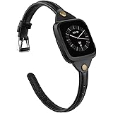 EDIMENS Genuine Leather Bands For Fitbit Versa 3 & Sense - Replacement Watch Straps For Women & Men