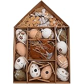 Newnessai 40Pcs Nature Shatterproof Easter Tree Ornament Set, Beige White Hanging Egg Bulk, Easter Egg Decoration for Spring Holiday Party Decor