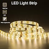 LEDMO NEW VERSION LED Strip Light,DC12V LED Light Strip Waterproof,LED Tape,300 Units SMD 5050 LEDs,Warm White 3000K,16.4Ft/5M