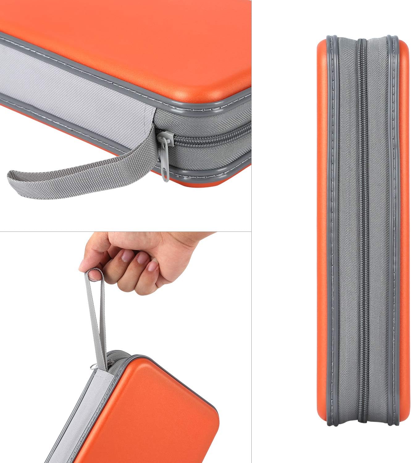 alavisxf xx CD Case, 96 Capacity Hard Plastic CD Holder Protective DVD Disc Storage Case Holder Portable Zipper CD DVD Organizer Storage Wallet for Car Home Travel (96 Capacity, Orange): Automotive
