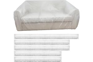 APHILA 5 Pcs Disposable Furniture Dust Covers with Elastic, Plastic Dust Cover for Sofa Chair Dining Table TV Stand, Extra Large Clear Couch Bed Protector Covers for Moving and Storage, 3 Sizes (1XL 2L 2M)