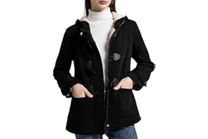 Flygo Sherpa Lined Winter Jackets for Women Fleece Hoodie Jacket Warm Fall Winter Toggle Duffle Coats