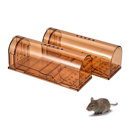 Wakana Trappola Per Topi Humane Cattura Mouse Vivo Trappola Per Plastica Trappola Per Ratto Riutilizzabile Trasparente Confezione Da 2