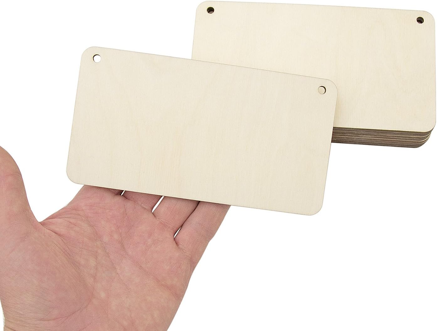 10x Wooden Blank Plaques Signs (150x80mm) Shape Craft Hanging Tag Decoration Gift Ornament With Holes