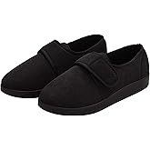 Silvert's Adaptive Clothing & Footwear Men’s Wide & Comfy Easy Closure Slippers for Seniors - Black/Black 13