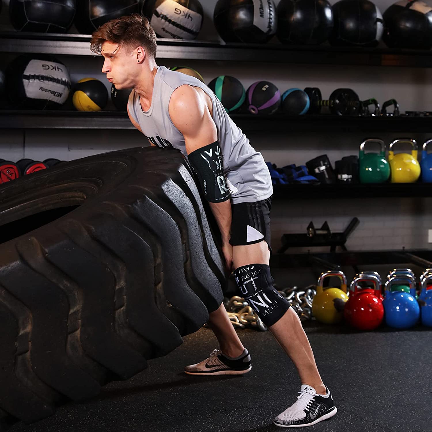 AEOLOS Knee Sleeves (1 Pair)，7mm Compression Knee Braces for Heavy-Lifting,Squats,Gym and Other Sports