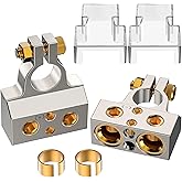 SUNMORN Battery Terminal Connectors, 0/2/4/6/8/10 AWG, Zinc Alloy | Heavy Duty, Corrosion Resistant, for Car, Marine, RV, Truck, SAE/JIS Type A, Nickel Plated