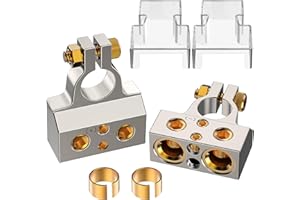 SUNMORN Heavy Duty Car Battery Connectors, 0/2/4/6/8/10 AWG, Top Post Multiple Battery Terminals (Silver)