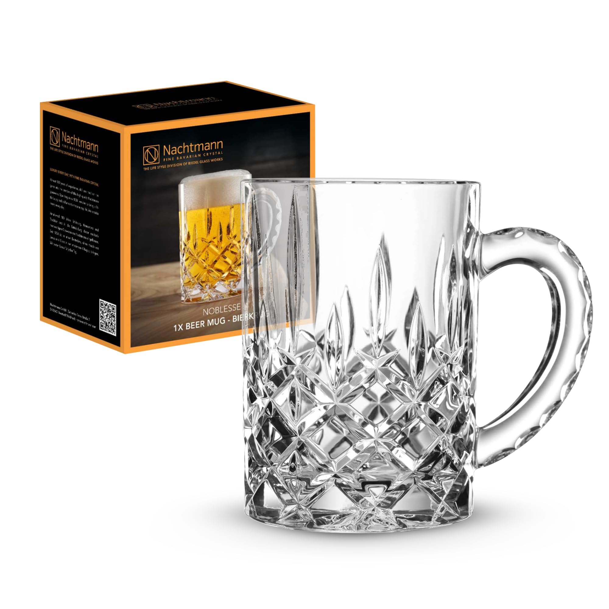 Nachtmann Beer Mug with Cut Glass Pattern, Crystal, 600 ml, Noblesse, 95635