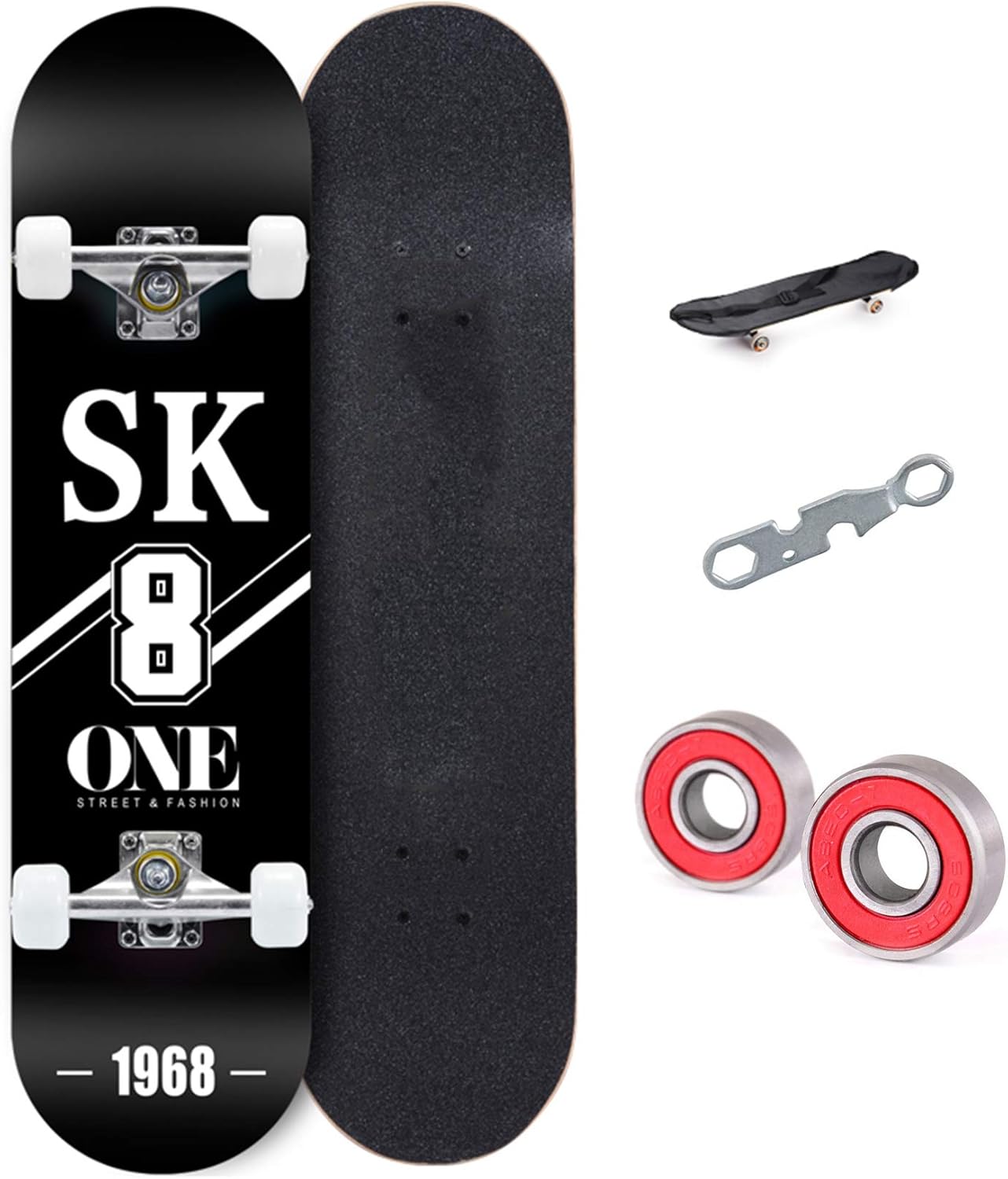 Standard Size 31 X 8" Skateboard Made with 8 Ply Maple, Complete