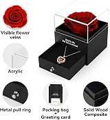 ADAZ Preserved Real Rose Gift Box with I Love You Necklace for Her view 4