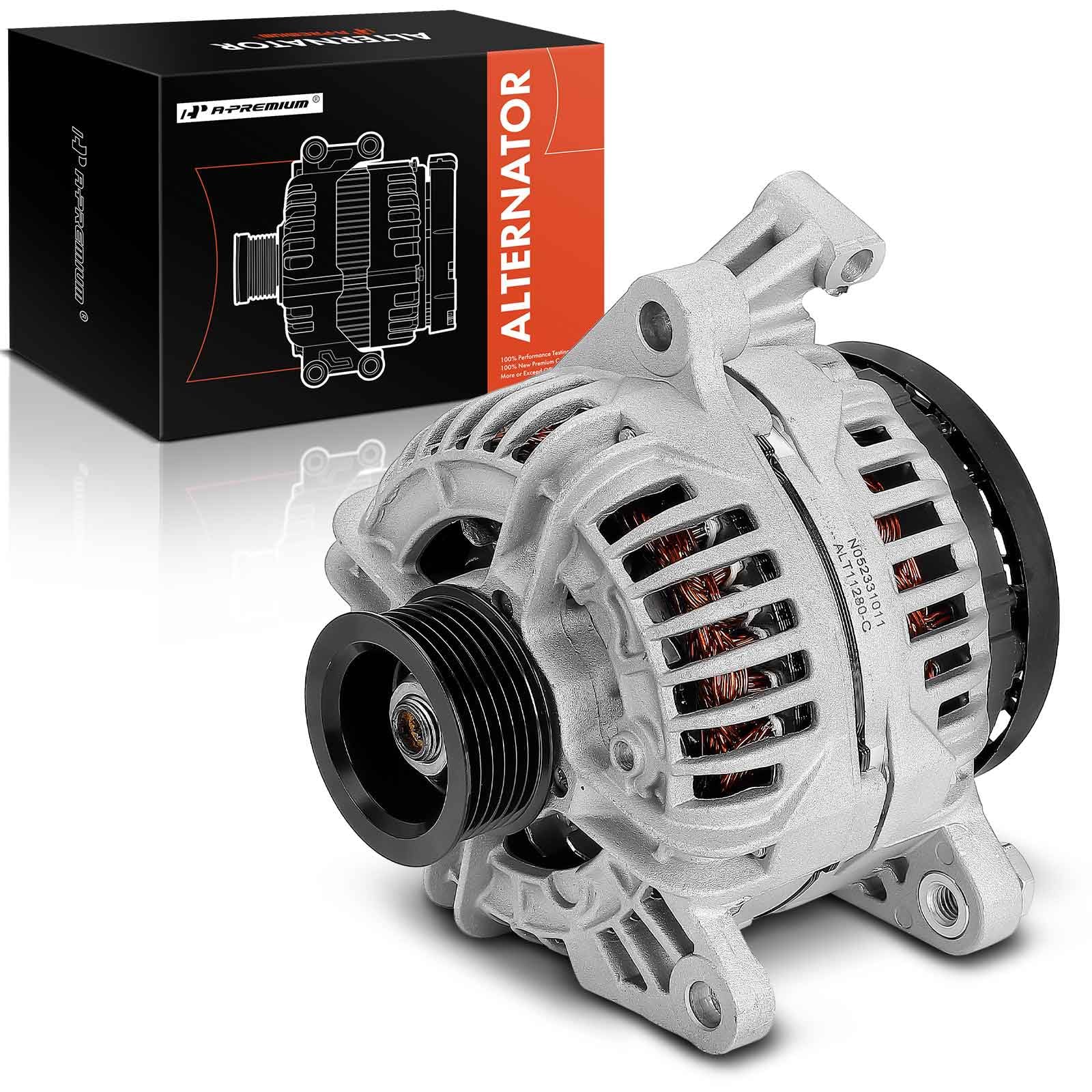 Photo 1 of A-Premium Alternator Compatible with Dodge Ram 1500 2007 3.7L 4.7L, 12V 132A 6-Groove Pulley Clockwise, Replace# 56041120AD, RL041120AD