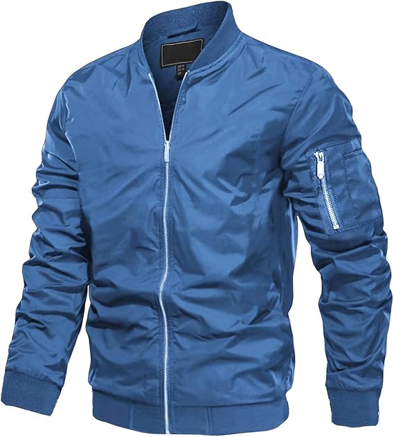 Men's Bomber Jacket with Pockets Lightweight Spring Summer