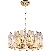 Akeelighting Gold Crystal Chandeliers Lighting Modern Crystal Chandelier 6 Light Contemporary Foyer Entrance Dining Room Ceil
