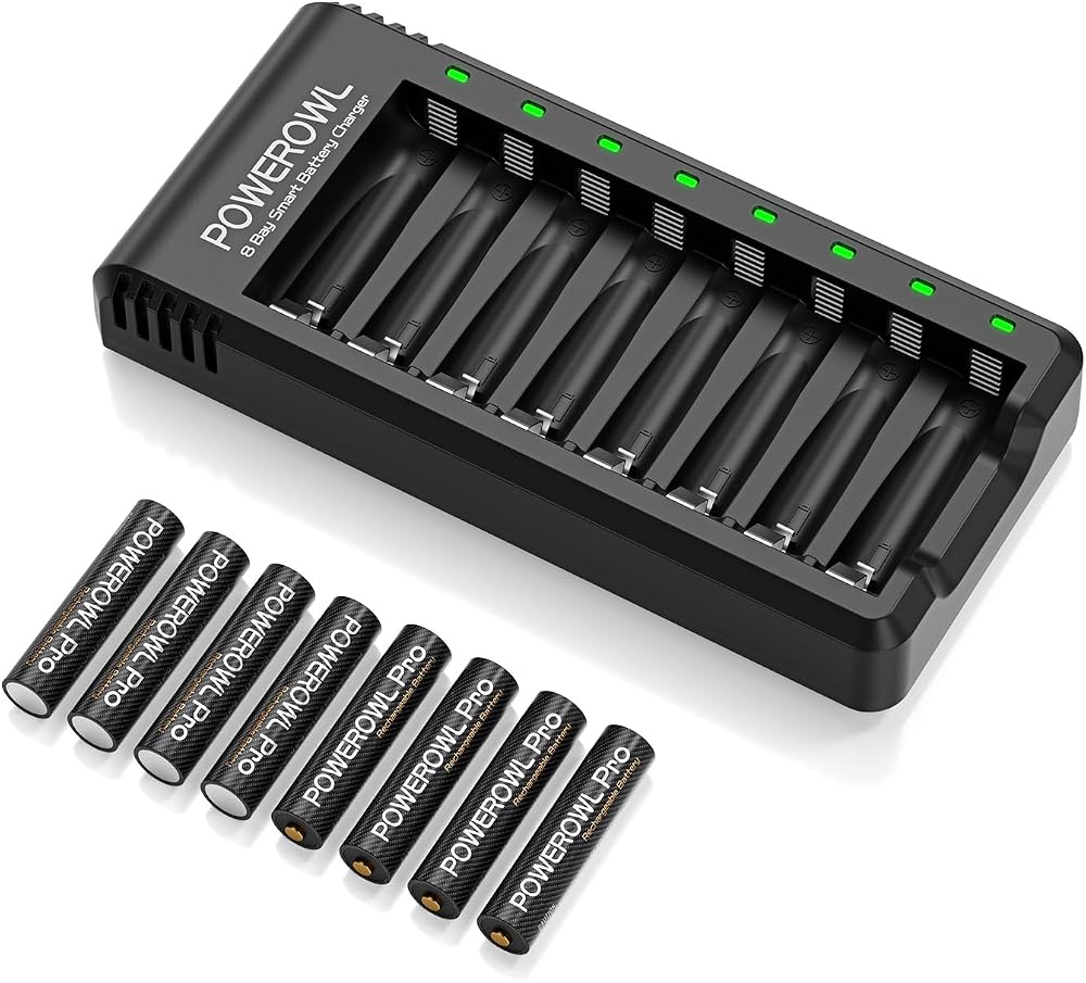 POWEROWL Pro AAA Rechargeable Batteries 8 Pack 1100mAh 1.2V Ni-MH with Charger