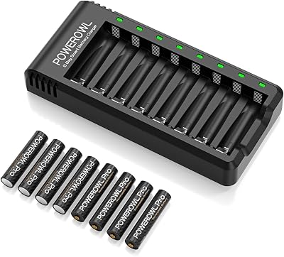 POWEROWL Pro AAA Rechargeable Batteries 8 Pack 1100mAh 1.2V Ni-MH with Charger