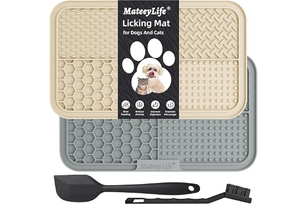 MateeyLife Lick Mat for Dog& Cats-2Pack with Strong Suction Cups, Treat Mat for Anxiety Relief & Grooming, Dog Lick Pad for P