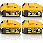 zxfcfo 8.0Ah DCB206 Replacement for Dewalt 20v Max Battery Lithium Compatible with 20 Volt Battery Compatible with DCB205 DCB201 DCB203 DCB207 DCB205 DCB204 Cordless Power Tools (4PACK)
