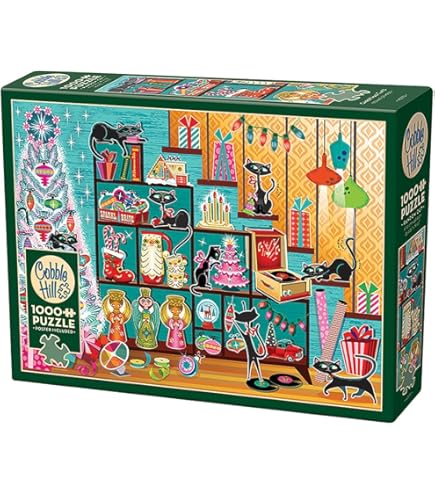 Cobble Hill 1000 Piece Puzzle - Snow Globe Cookies Winter Scene With Reference Poster