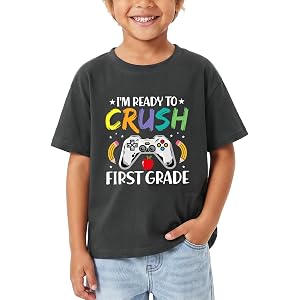 1st Grade T-Shirt for Kids First Day of School 1st Grade Shirt Funny Short Sleeve Boys Grils Tee Cotton 6-9T