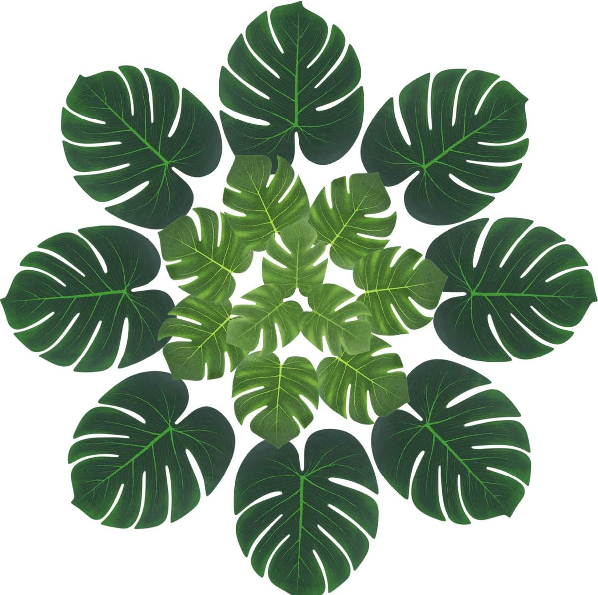 VUAOHIY Tropical Palm Leaves Jungle Party Decorations Plant Imitation Leaf for Hawaiian Luau Birthday Hula Theme Party Supplies(48PCS)