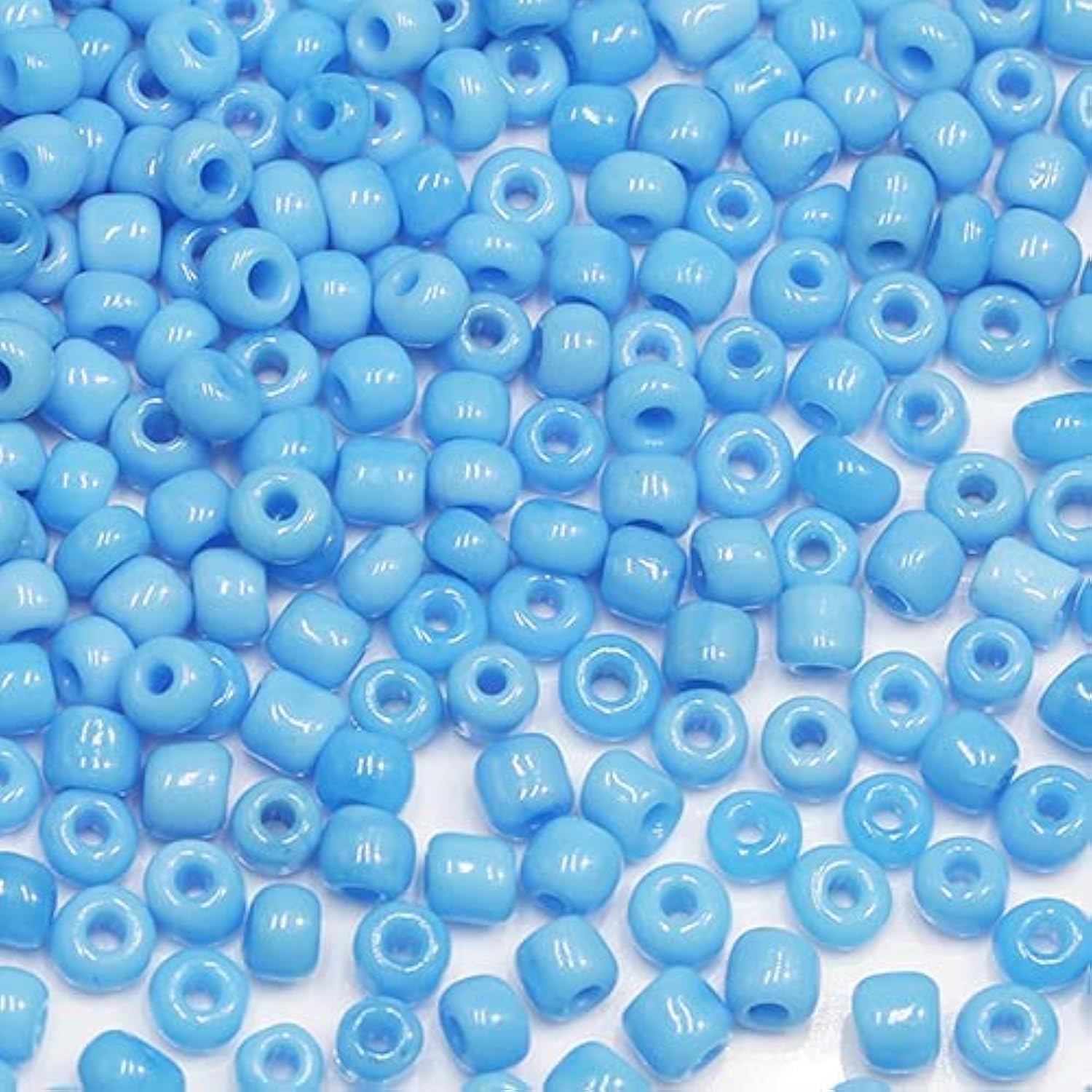 Tibaoffy Blue Beads Size 6/0 Crafts Glass Seed Beads 4mm for Jewelry Making (Total About 100g About 1200pcs)