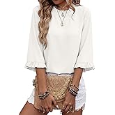 EVALESS Womens Half Sleeve Tops Cute Chiffon Blouses Summer Lightweight Ruffle Sleeeve Shirts Loose Fit Daily Wear 2026