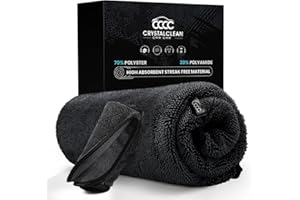 Crystal Clean 1300GSM Microfiber Towels for Cars – XL Drying Towel with Double Twisted Loop, Professional Detailing Towel Car
