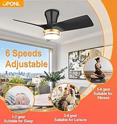 OPONL 30" Black low profile Ceiling Fan with