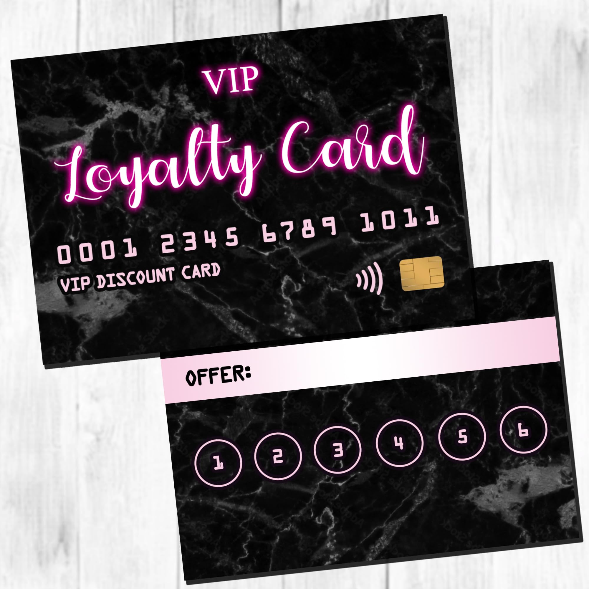 Loyalty Cards Beauty Lashes Nails Business (Pack of 50) (Black Marble Double Sided) — image 1