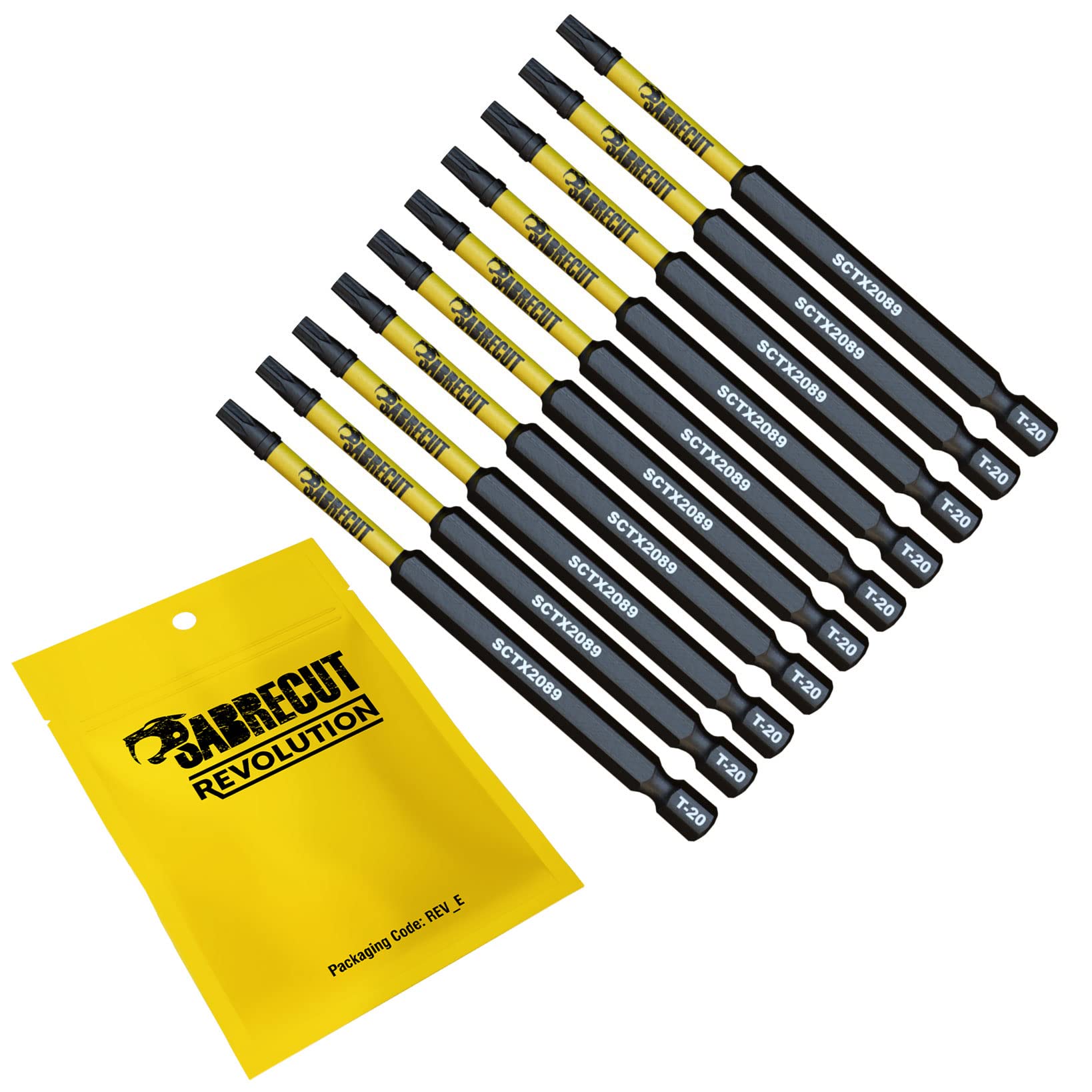 10 x SabreCut SCTX2089_10 89mm T20 TX20 Magnetic Impact Screwdriver Driver Bits Set Torx Heavy Duty
