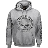 Harley-Davidson Men's Hooded Sweatshirt, Willie G Skull, Gray Hoodie 30296654