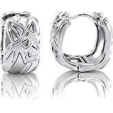 Caralon Tiny Dainty Gold & Silver Huggie Hoop Earrings for Women:Small Bamboo,Square,Twisted,Teardrop,U-Shaped Hoops, Mini Huggie Hoops in Champagne & White Gold Plated Hypoallergenic Lightweight