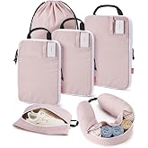 BAGSMART 6 Set Compression Packing Cubes with Fillable Neck Pillow | Cruise Ship Travel Essentials, Premium Luggage Organizers for Suitcase, Ultimate Budget Airline Hack, 100% Personal Item Safe