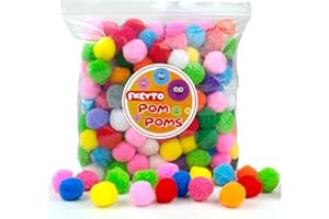 FKEYTO 200 Pieces Pom Poms, 1 Inch Craft Pom Poms, Fuzzy Pompom Puff Balls for DIY Arts, Crafts Projects, Home Decorations (Multi-Colored)