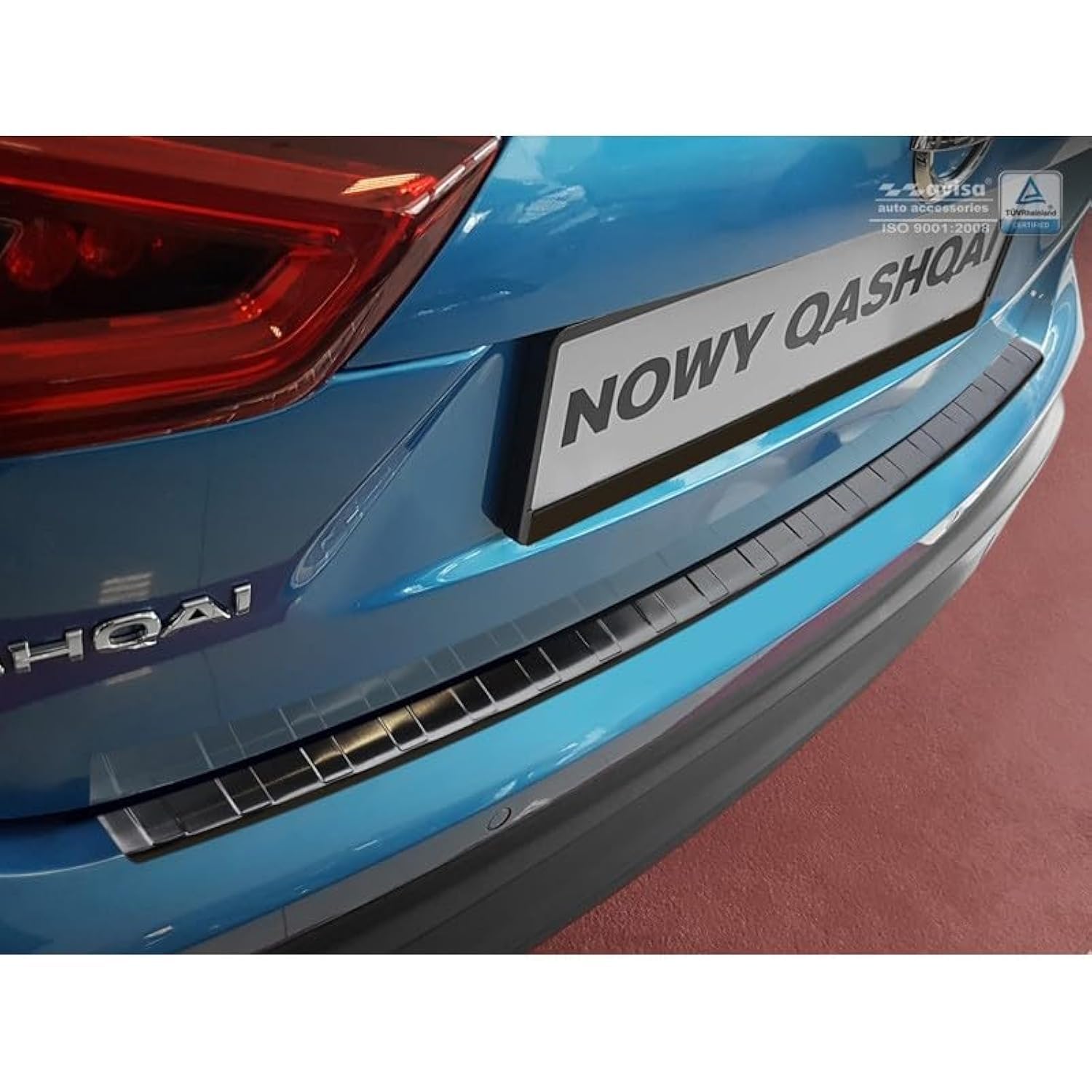 AutoStyle 2/45135 rear door sill protector Stainless Steel Qashqai II Facelift 2017- 'Ribs', Black