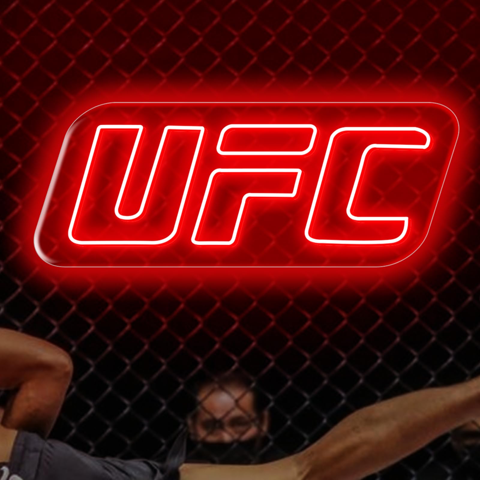 Photo 1 of UFC Neon Sign, Led Wall Light, Ufc Logo Light Up Sign, Boxing Gym Neon Decor, Fighting Sport Wall Art, Man Cave Ufc Neon Light for Home, 15.4"x6.3"