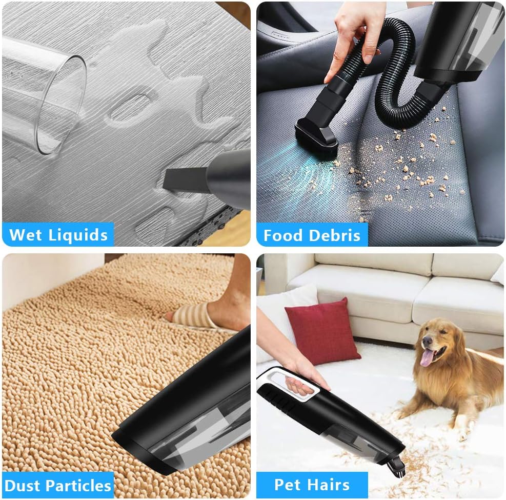 Mini Car Vacuum Cleaner Cordless, 7Kpa Portable Small Handheld Vacuum, Wet Dry Lightweight Rechargeable Hand Vac Buster for Pet Hair, Dry Wet Amphibious Vehicle Cleaner Dust Cleaning -