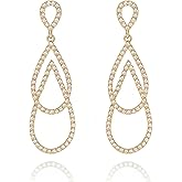 Iaceble Boho Rhinestone Teardrop Dangle Earrings Gold Cz Teardrop Stud Earrings Crystal Teardrop Earrings Hollow Waterdrop Earrings Cz Oval Earrings Jewelry for Women