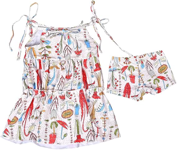 Amazon Teddy キッズ 水着 女の子 ワンピース セパレート ショートパンツ 2点セット ティアード フレアワンピ Kids407 水着 通販