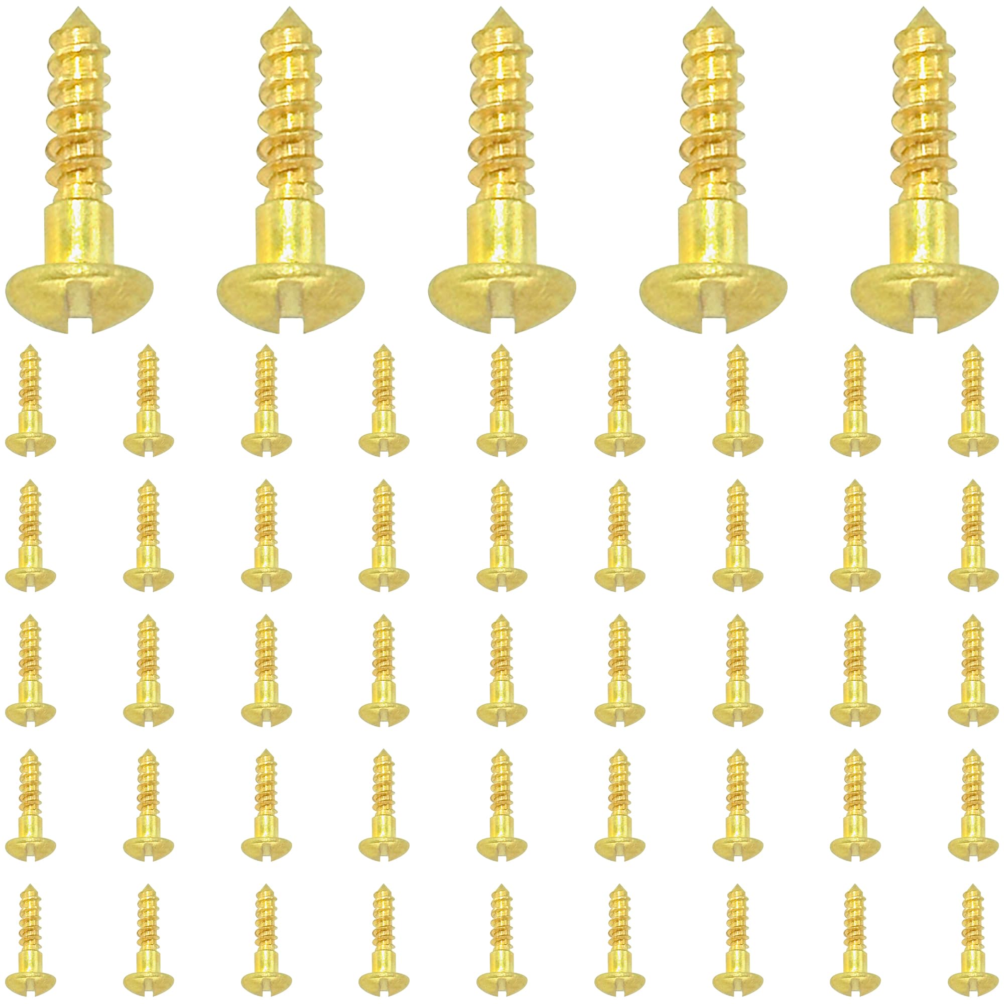 50 PCS Slotted Round Head Brass Self Tapping Screws (Round Head, M2.5 x 10mm)