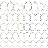 LIQWEI 32pcs Hoop Earrings Findings, Round Earring Loop, Open Beading Earrings Accessories Jewelry Making DIY Crafts 20mm 25mm 30mm 40mm- Gold & Silver